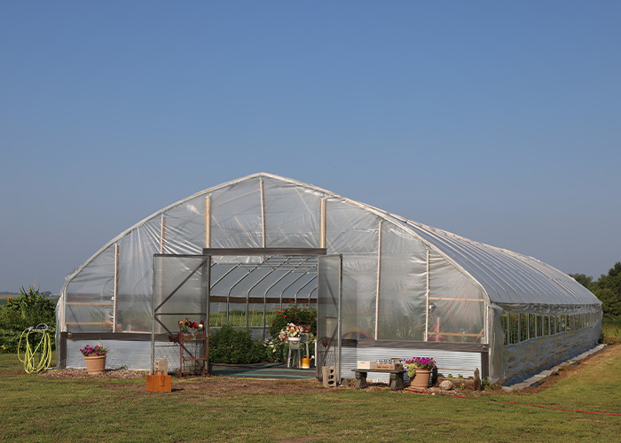 Greenhouse in field