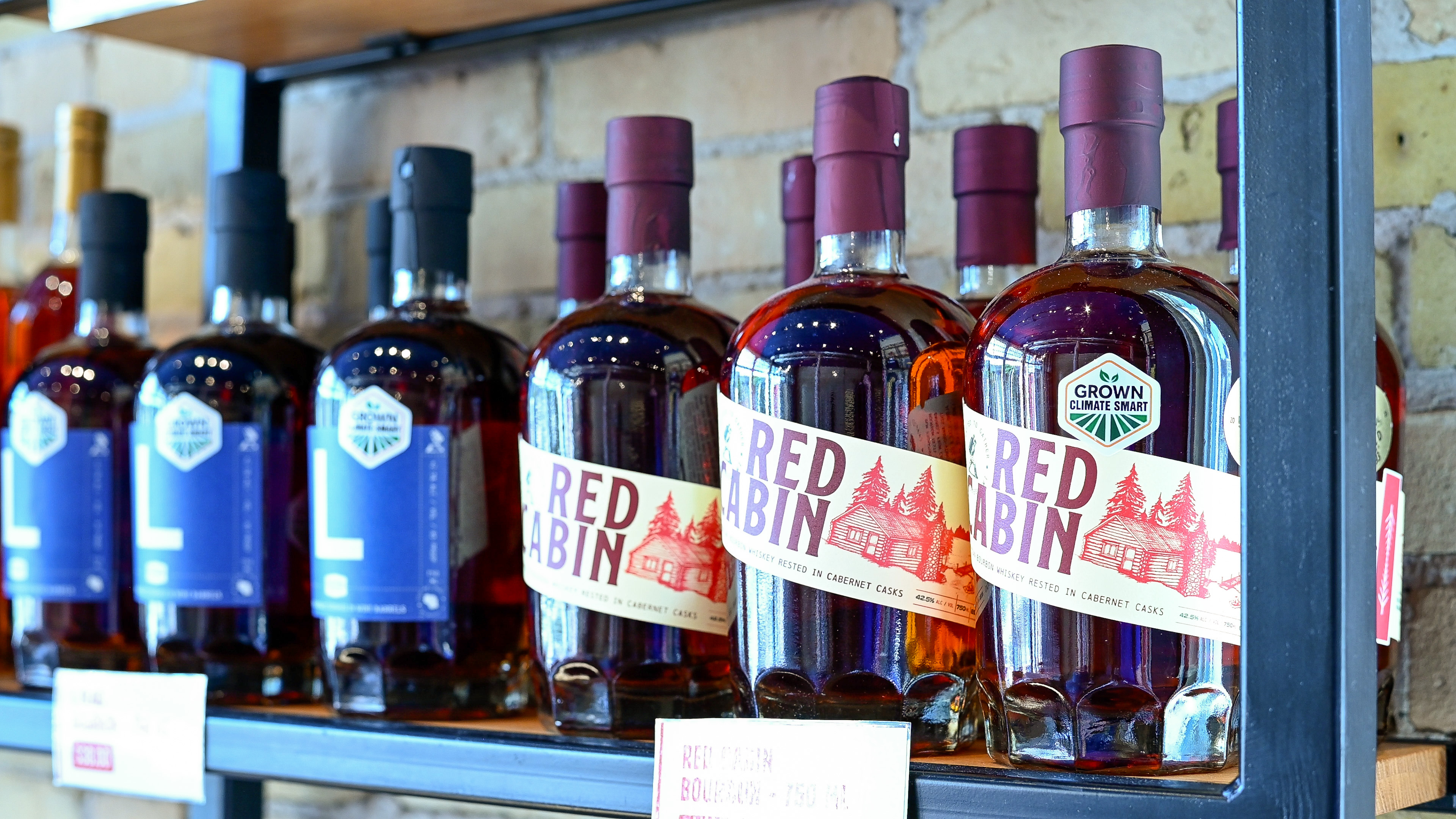 Bottles of wine on a shelf