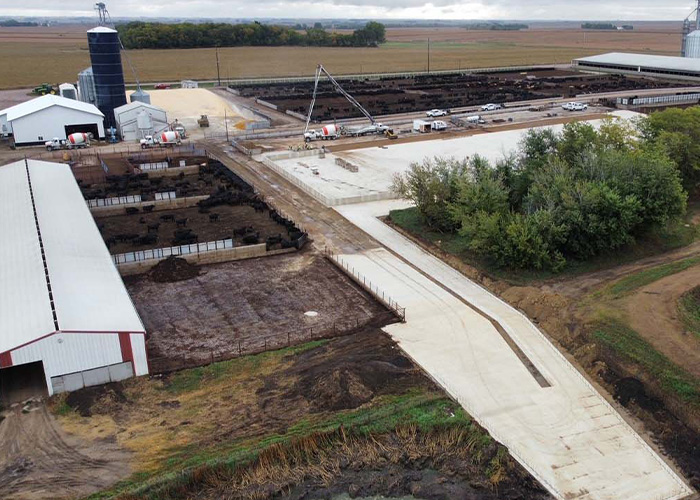 Aerial view of farm buildings