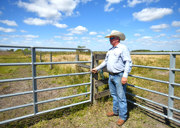 Person standing next to a gate