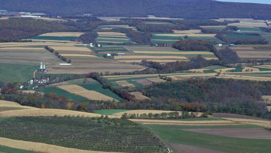 Aerial view of a farm landscape